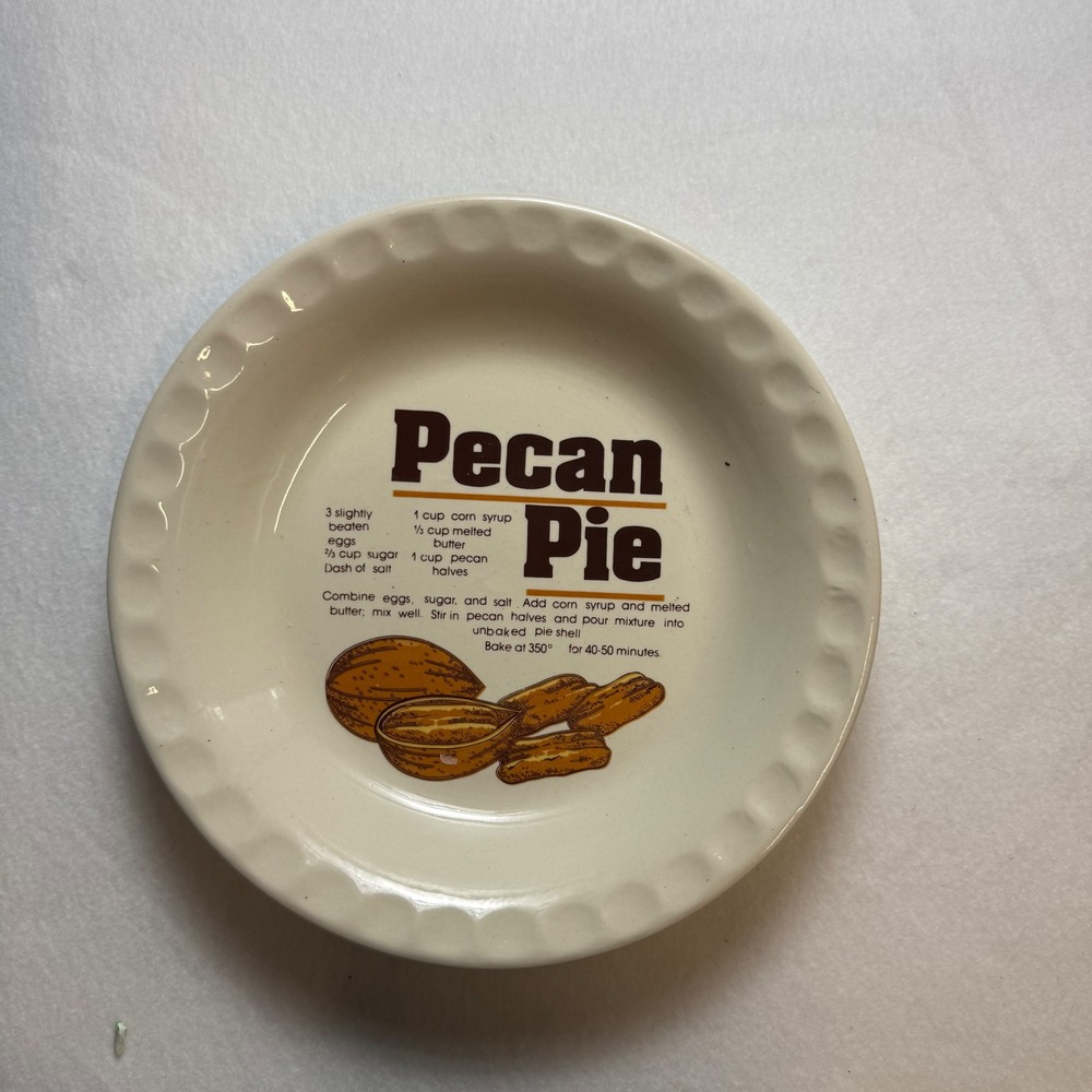 Vintage Ceramic Pie Plate With Pecan Poe Recipe
